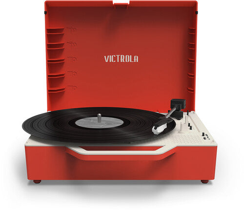 Victrola VSC-725SB-POR Re-Spin Sustainable Suitcase Record Player - Red (Large Item, Bluetooth, Red, Built-In Speakers) [Record Player]