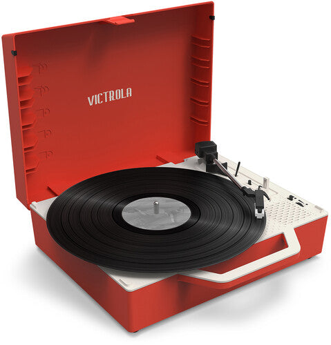 Victrola VSC-725SB-POR Re-Spin Sustainable Suitcase Record Player - Red (Large Item, Bluetooth, Red, Built-In Speakers) [Record Player]