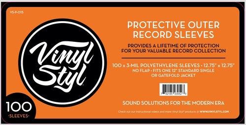 Vinyl Styl - 12Inch Vinyl Record Outer Sleeve Polyethylene - 100 Count (Clear) (Large Item) [Sleeves]