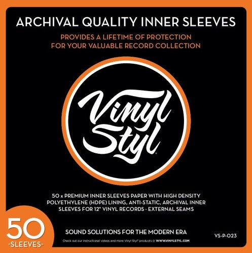 Vinyl Styl® 12 Inch Archival Inner Record Sleeves - HDPE-Lined - 50 Count (White) [Inner Record Sleeves]