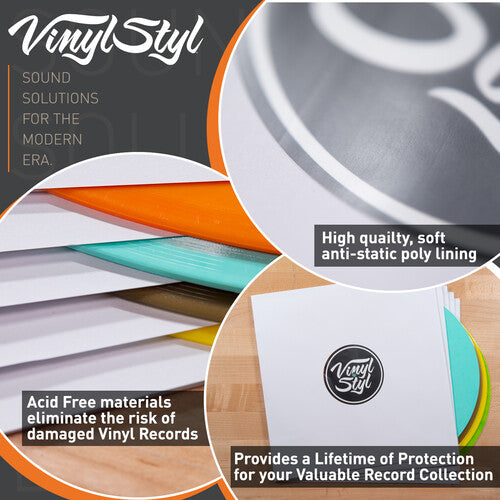 Vinyl Styl® 12 Inch Archival Inner Record Sleeves - HDPE-Lined - 50 Count (White) [Inner Record Sleeves]
