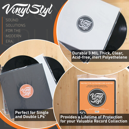 Vinyl Styl® 12 Inch Record Outer Sleeve Polyethylene - 1000 Count Bulk (Clear) (Large Item, Ships in Own Container) [Sleeves]