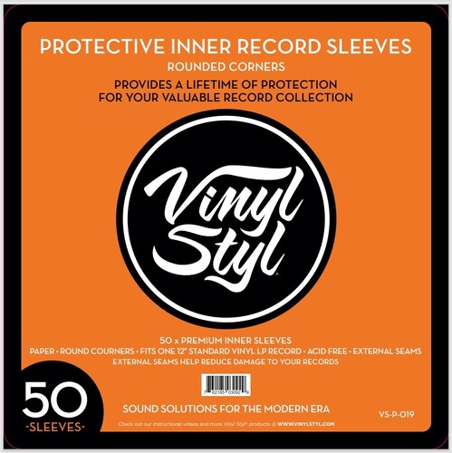 Vinyl Styl® VS-P-019 12 Inch Inner Record Sleeves - Round Corner - 50 Count (White) [Record Sleeves]