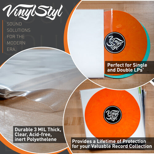 Vinyl Styl - Vinyl Styl®VS-P-012 12 Inch Outer Record Sleeves - Resealable Flap - 50 Count (Clear) [Record Sleeves]