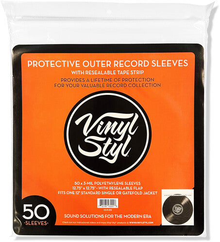 Vinyl Styl - Vinyl Styl®VS-P-012 12 Inch Outer Record Sleeves - Resealable Flap - 50 Count (Clear) [Record Sleeves]