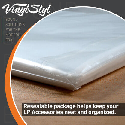 Vinyl Styl - Vinyl Styl®VS-P-012 12 Inch Outer Record Sleeves - Resealable Flap - 50 Count (Clear) [Record Sleeves]